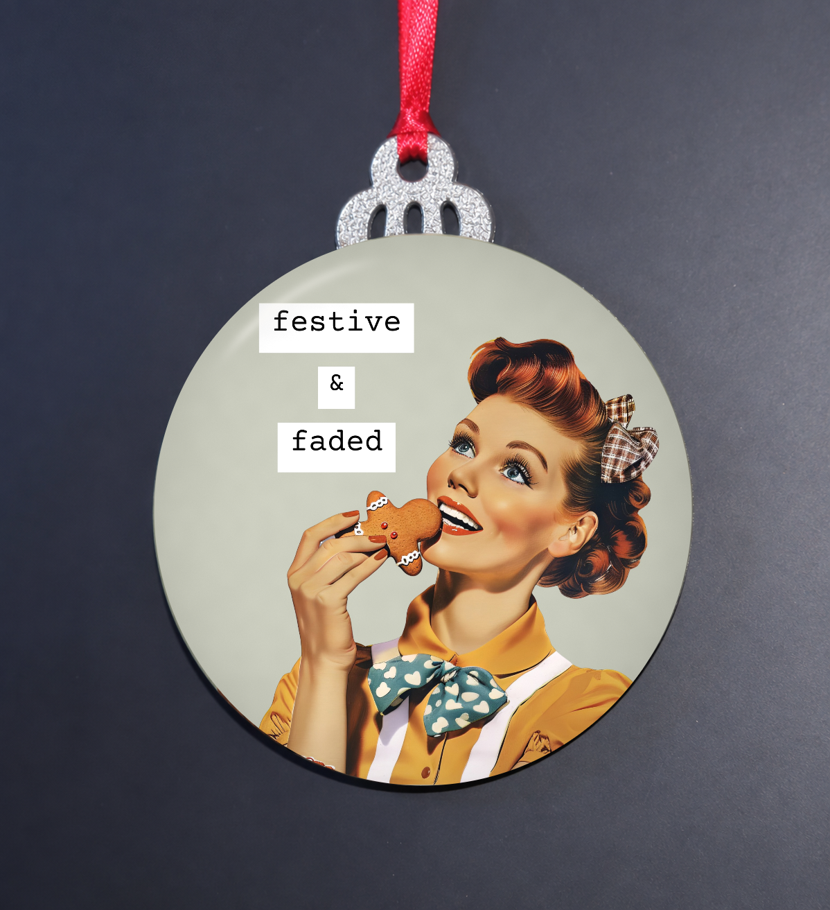 Festive & Faded Retro Christmas Ornament