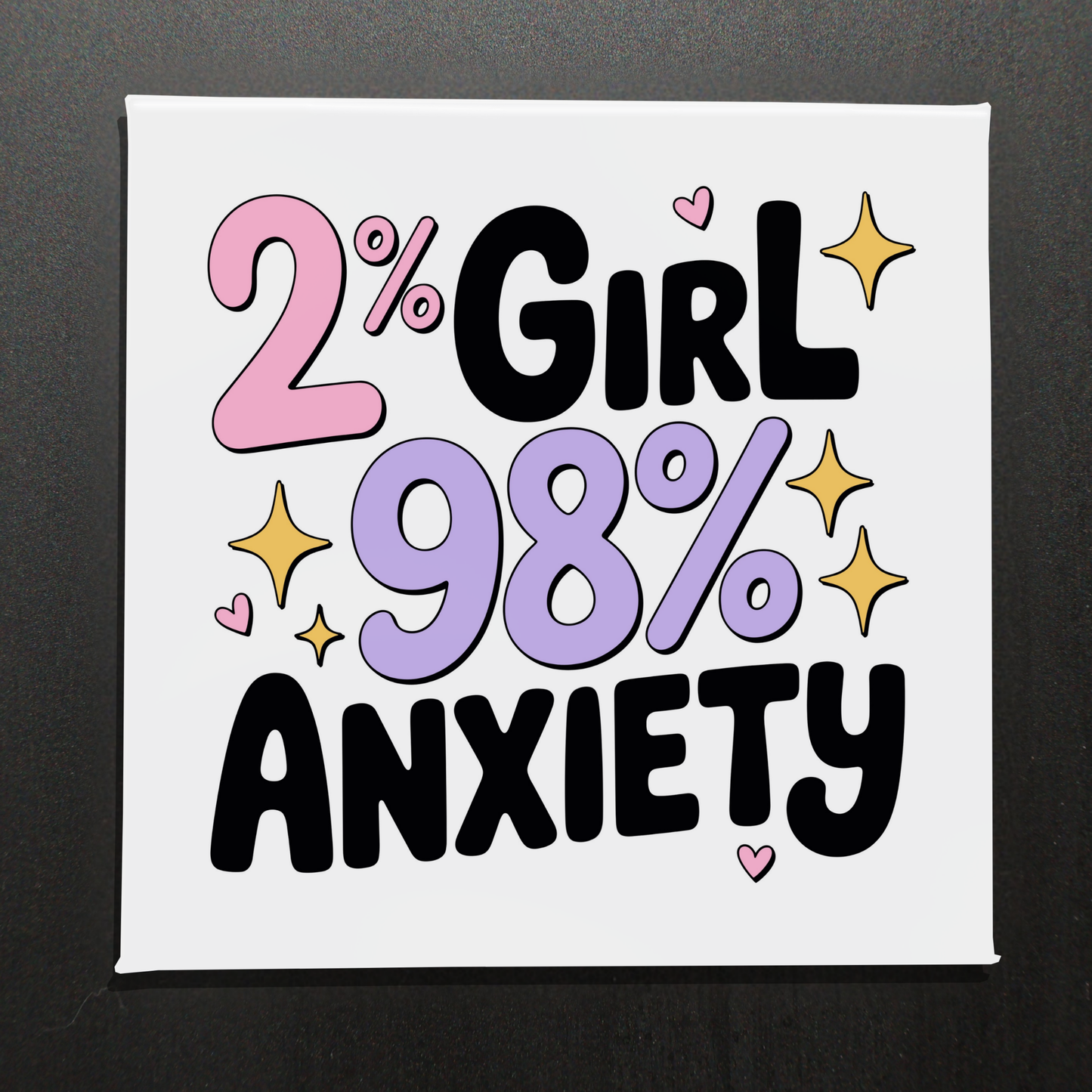 2% GIRL 98% ANXIETY - 2.5" MAGNET