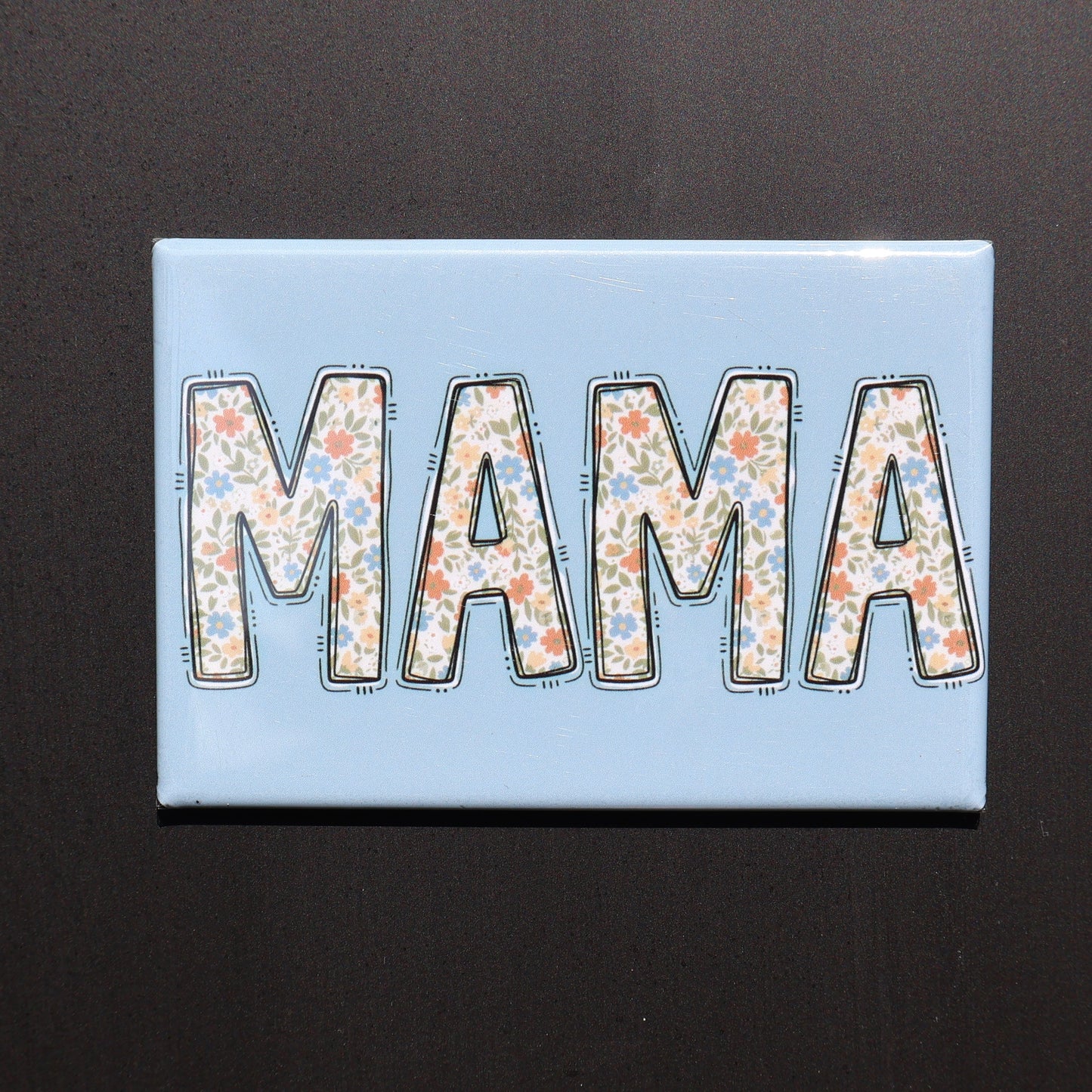 Cream and Blue Floral Mama - 2.5” MAGNET