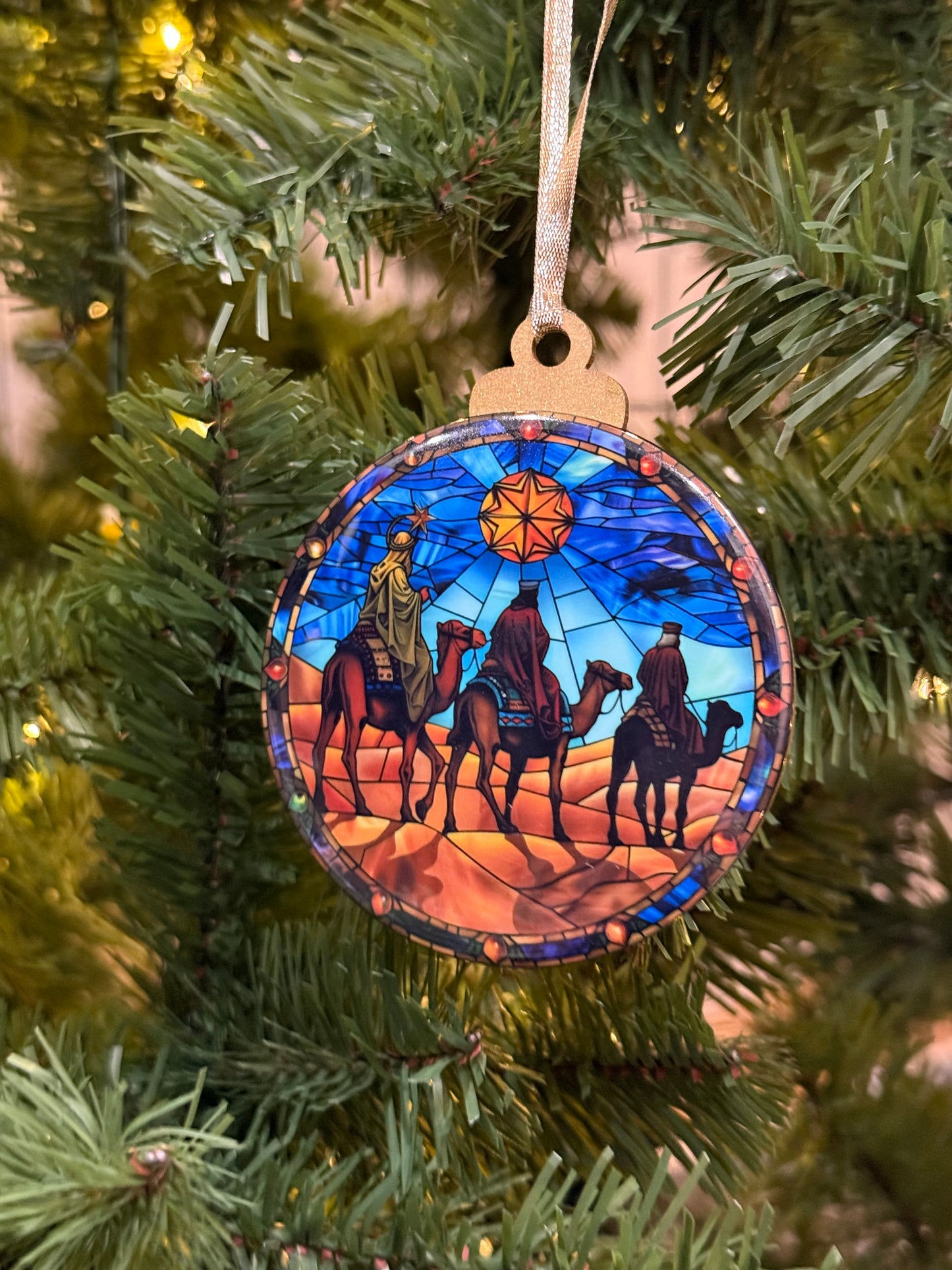 3 Magi Stained Glass Ornament N