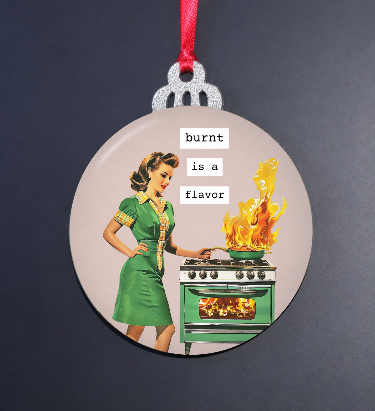 Burnt Is a Flavor Retro Christmas Ornament