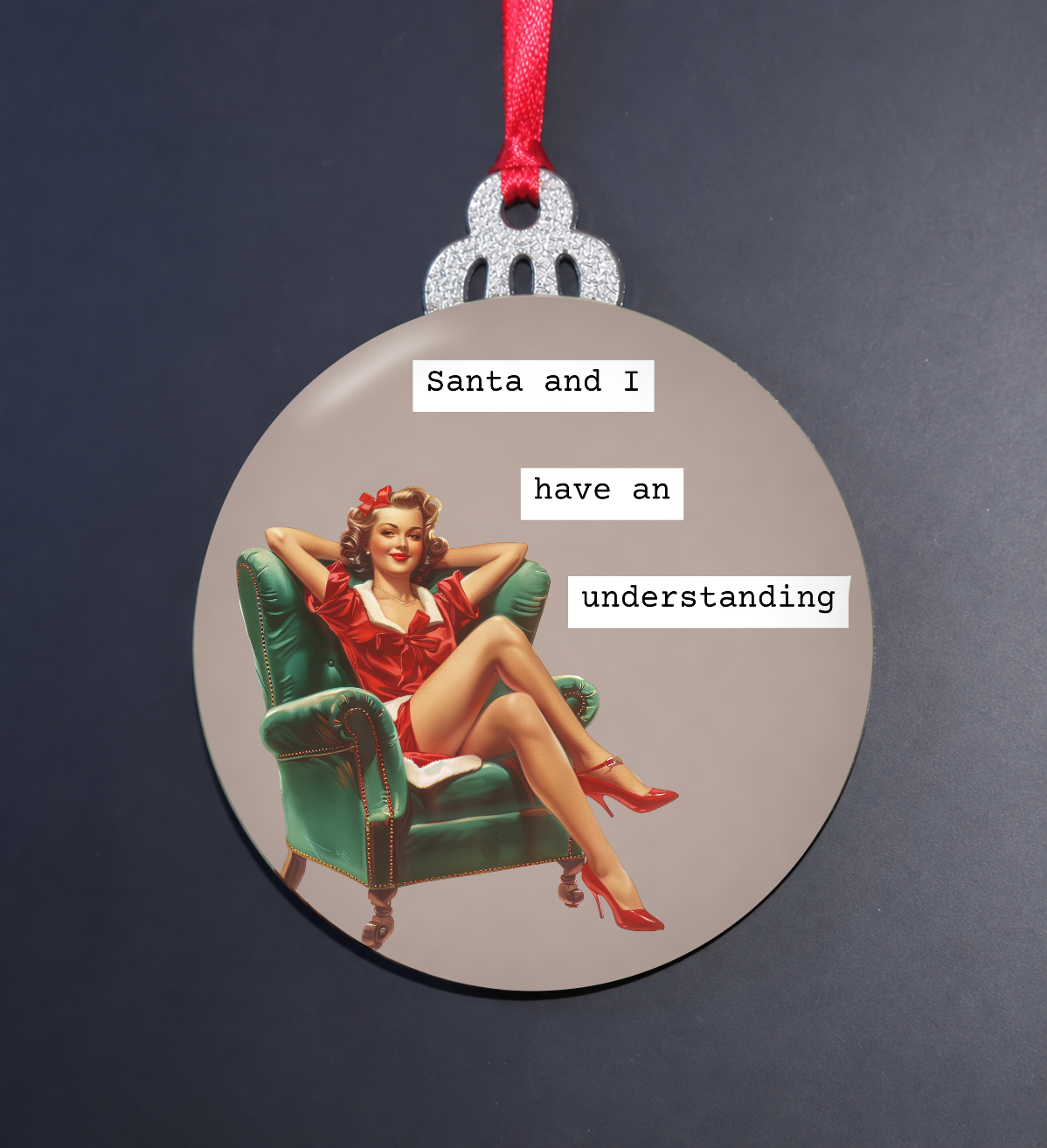 Santa and I Have an Understanding Retro Christmas Ornament