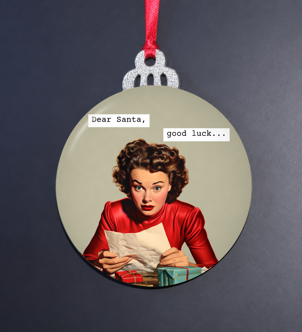 Dear Santa, Good Luck Retro Christmas Ornament