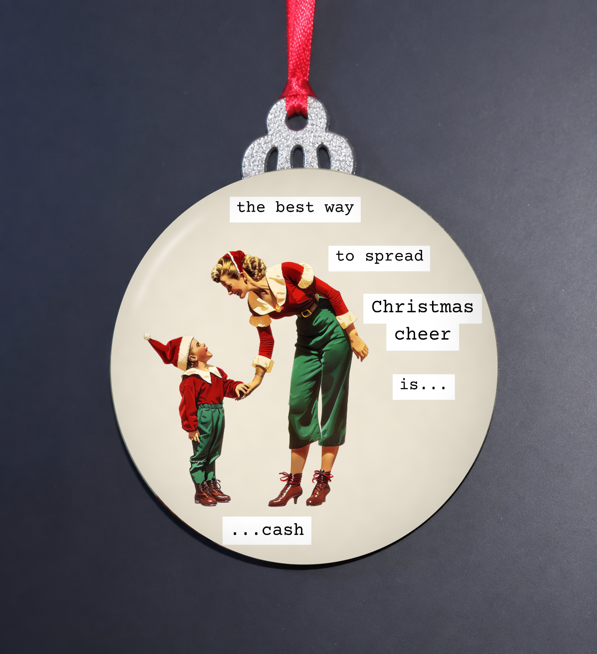 Best Way to Spread Christmas Cheer Retro Ornament