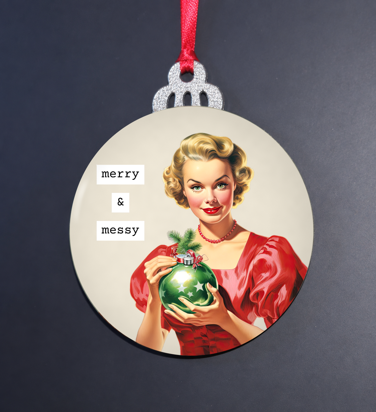 Merry & Messy Retro Christmas Ornament