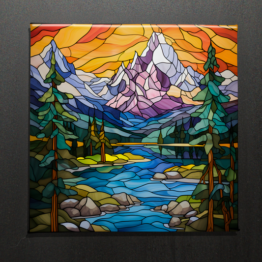 STAINED GLASS MOUNTAIN VALLEY - 2.5” MAGNET