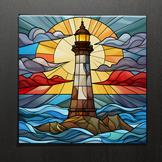 STAINED GLASS LIGHTHOUSE - 2.5” MAGNET