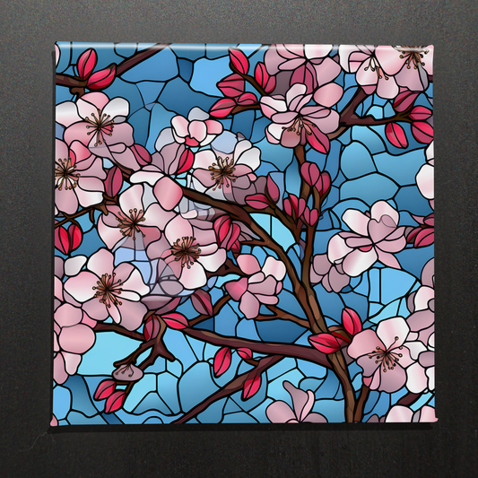 STAINED GLASS CHERRY BLOSSOMS - 2.5” MAGNET