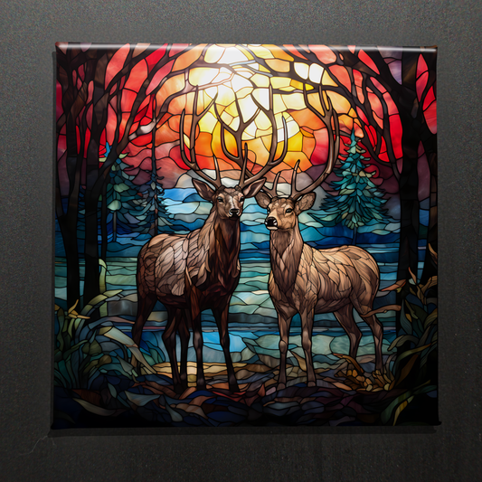 STAINED GLASS DEER - 2.5” MAGNET