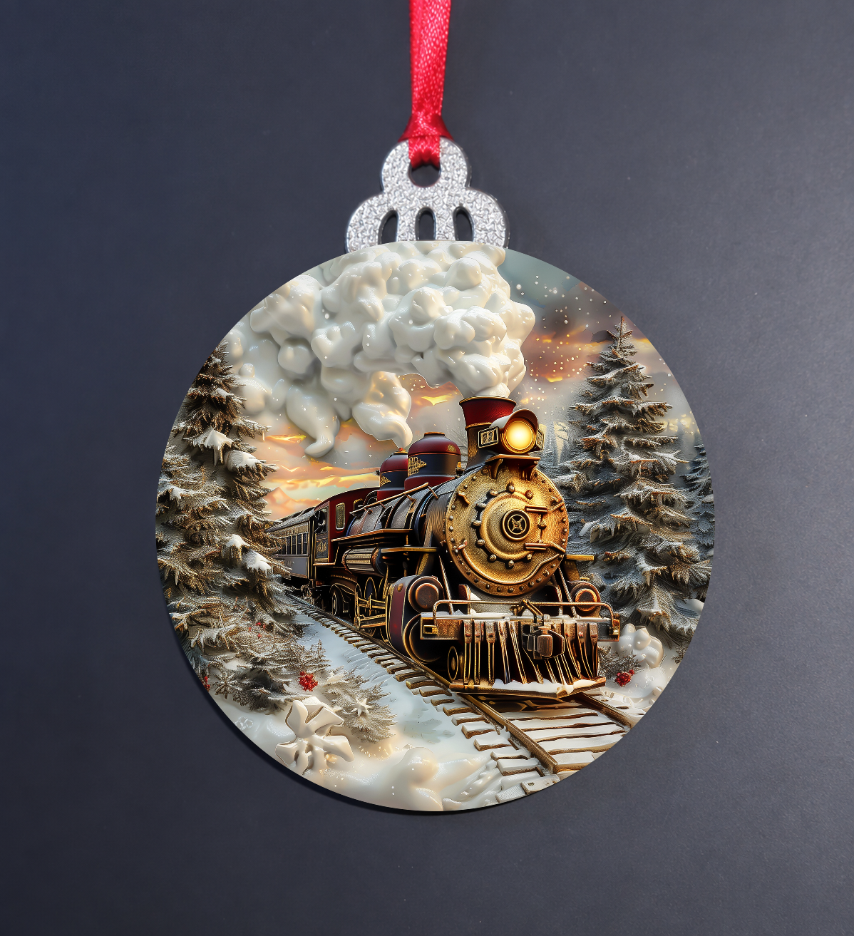Winter Christmas Train Ornament
