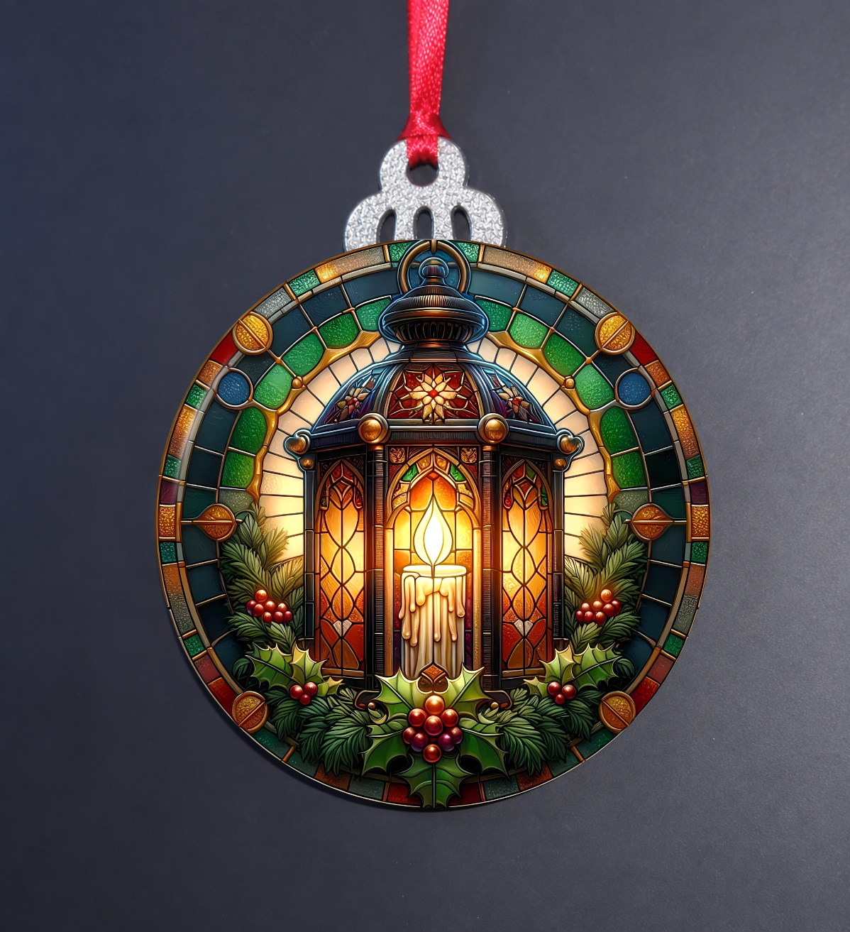 Christmas Lantern Stained Glass Ornament