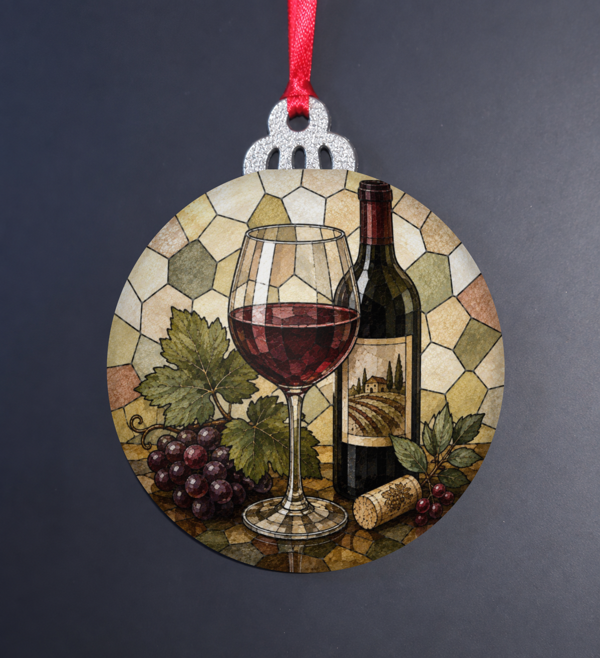 Red Wine Stained Glass Ornament