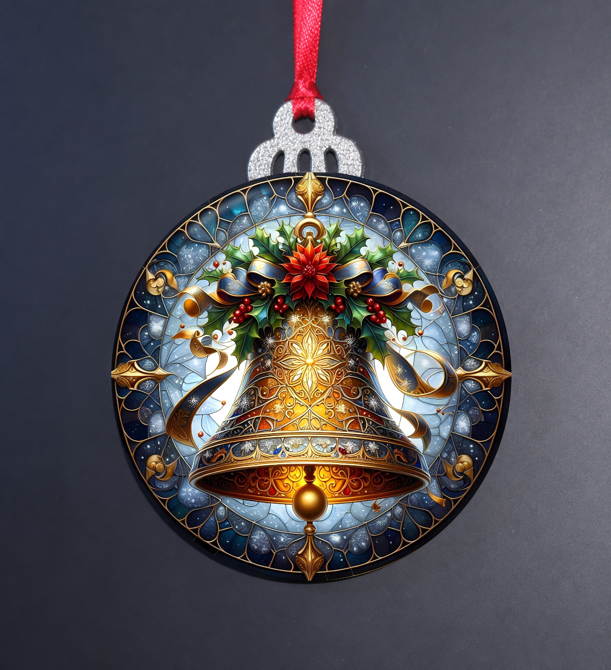 Christmas Bell Stained Glass Ornament