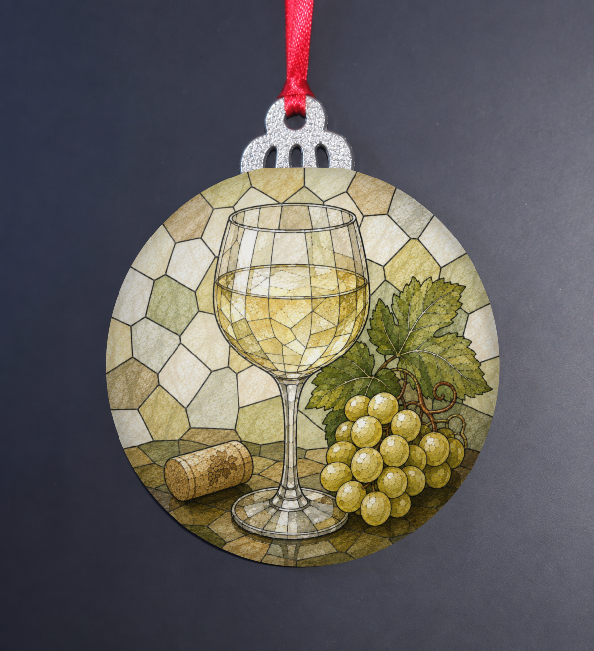 White Wine Stained Glass Ornament