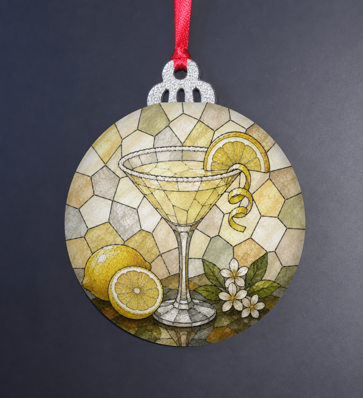 Lemon Drop Martini Stained Glass Ornament