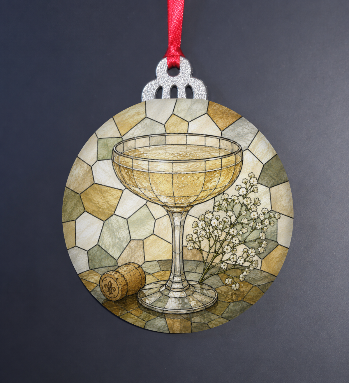 Champagne Coupe Stained Glass Ornament