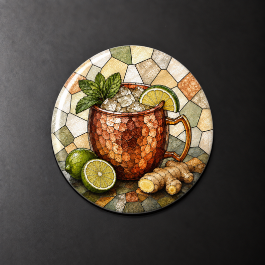 Moscow Mule Stained Glass Round Magnet