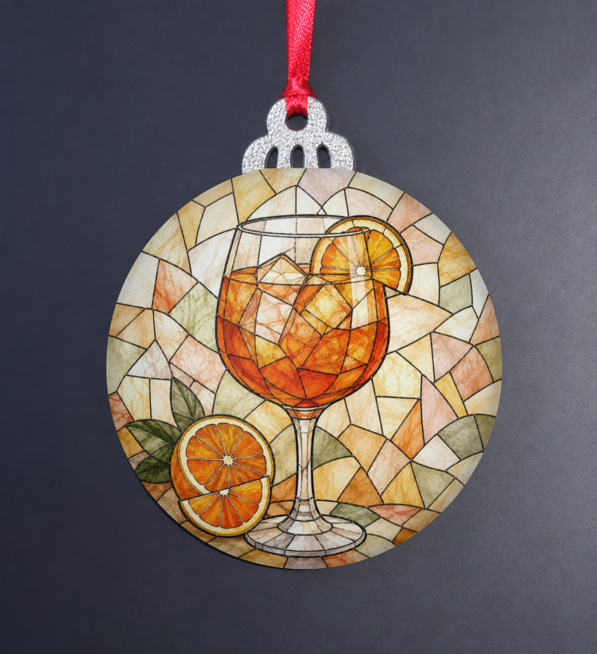 Aperol Spritz Stained Glass Ornament