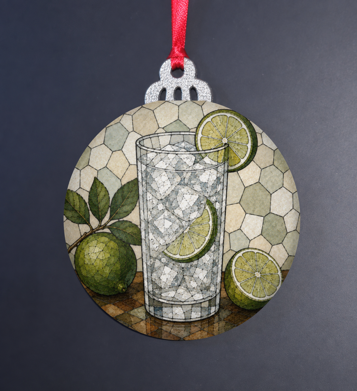 Gin & Tonic Stained Glass Ornament