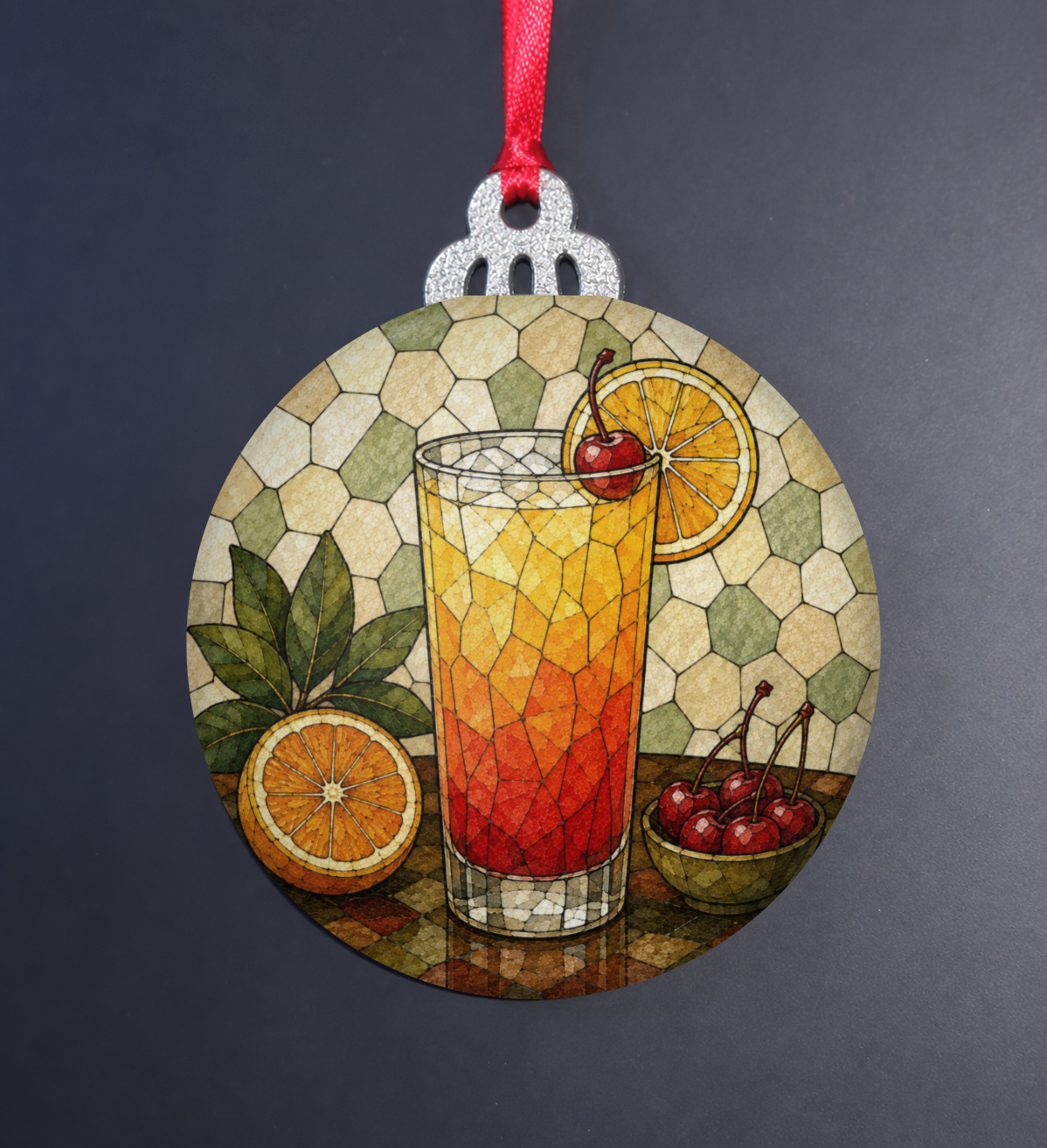 Tequila Sunrise Stained Glass Ornament