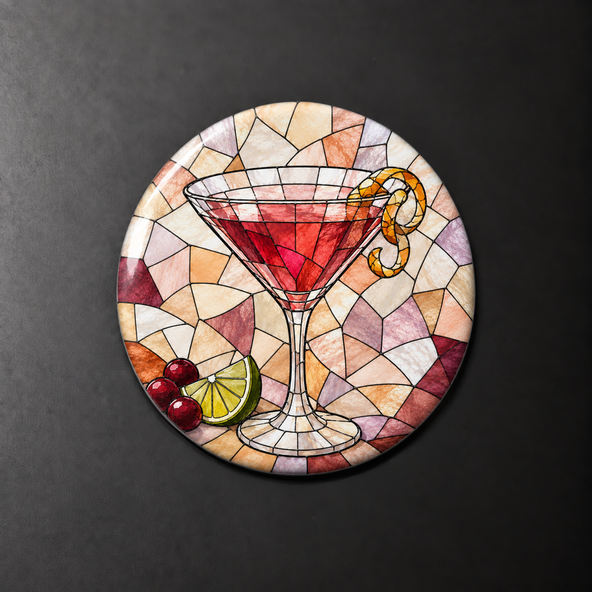 Cosmopolitan Stained Glass Round Magnet
