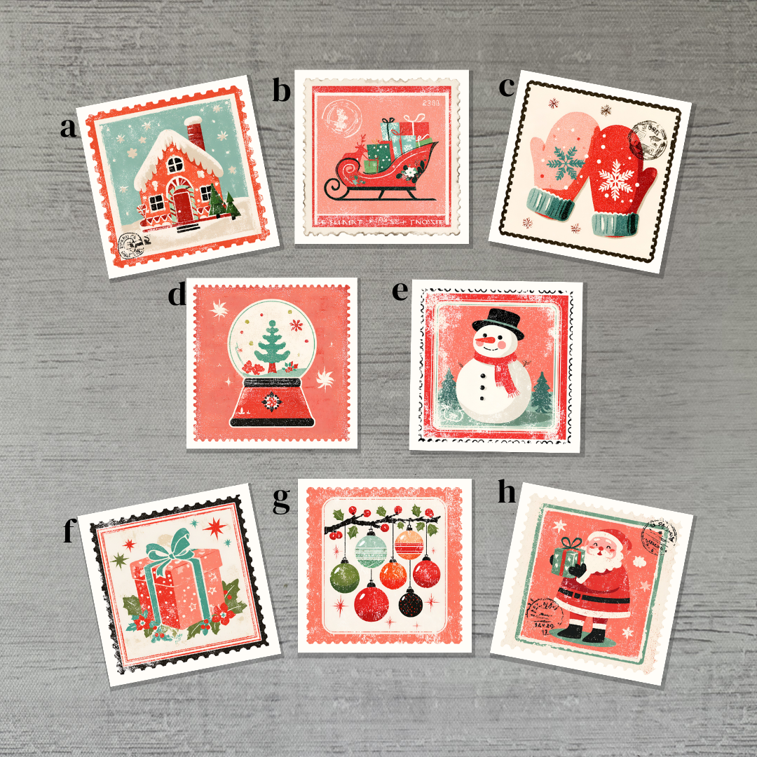 Red Christmas Stamp Magnets