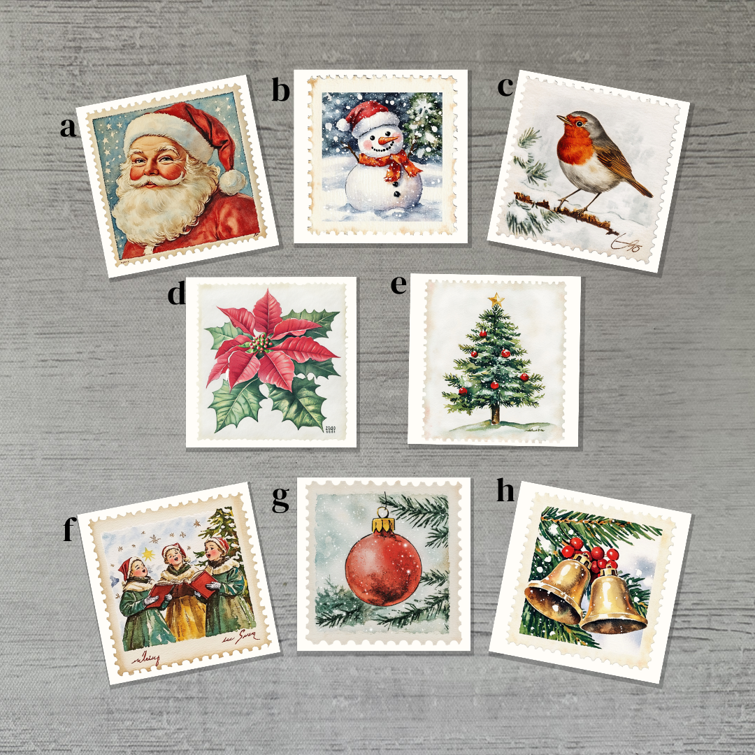 Vintage Christmas Stamp Magnets
