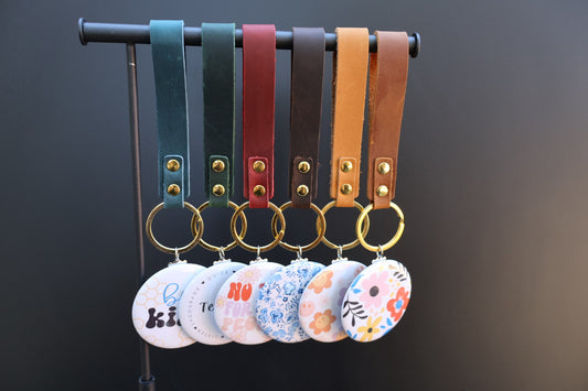 Custom Photo Keychains w/ Cowhand Leather Keychain