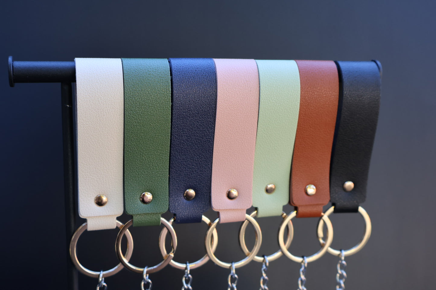Custom Photo Keychains w/ Patterned Leather Keychain