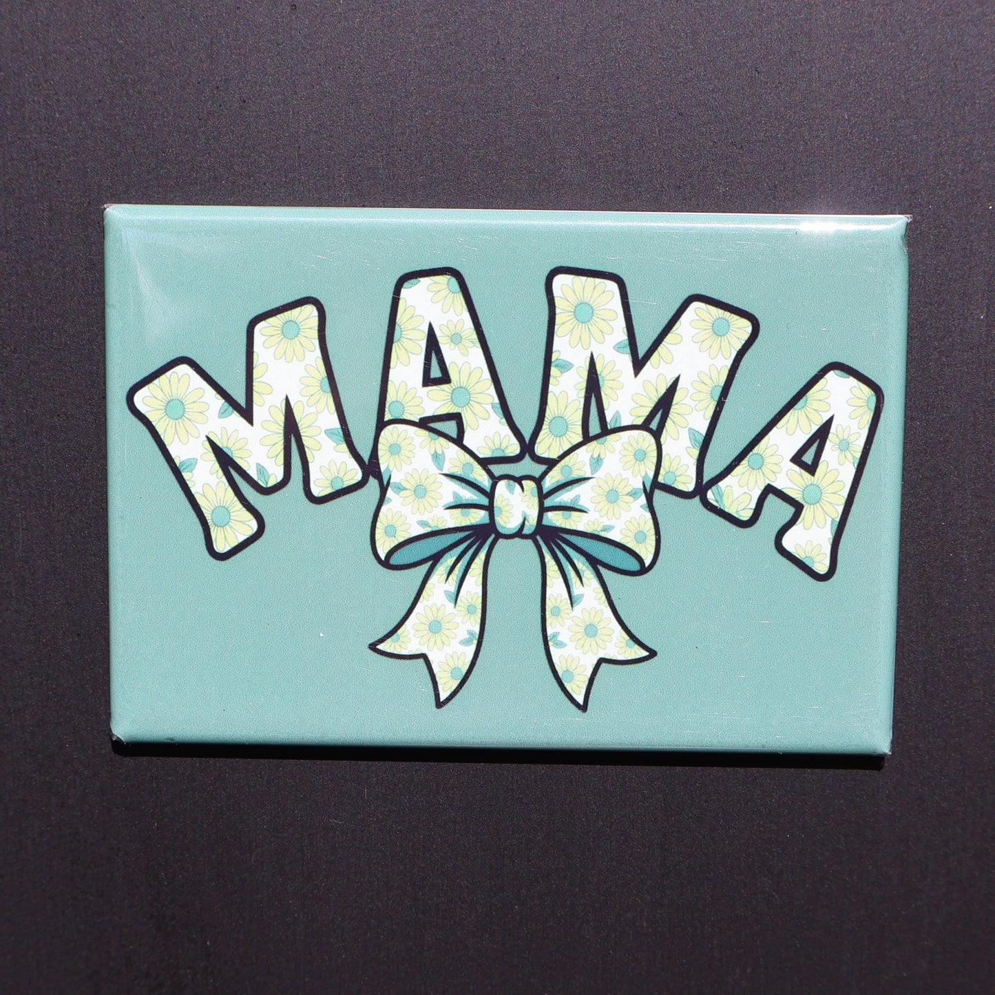 Green Floral Mama w. Bow - 2.5” MAGNET