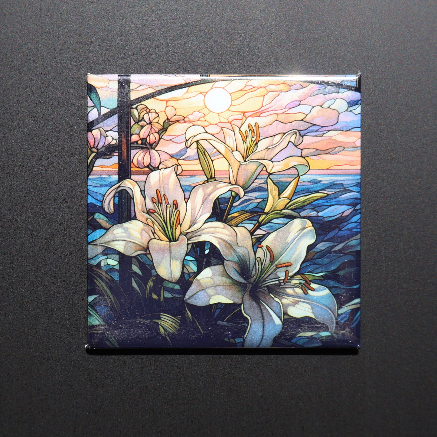 STAINED GLASS LILIES - 2.5” MAGNET