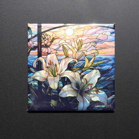 STAINED GLASS LILIES - 2.5” MAGNET