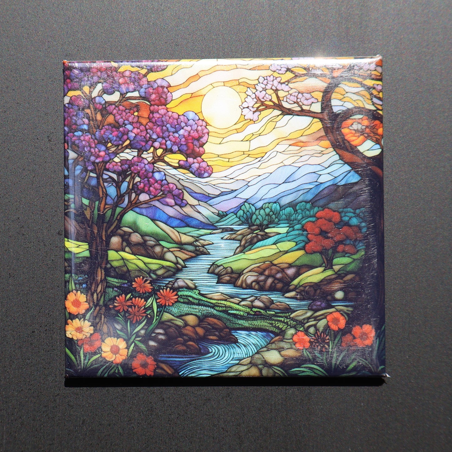 STAINED GLASS BLOOMING VALLEY- 2.5” MAGNET