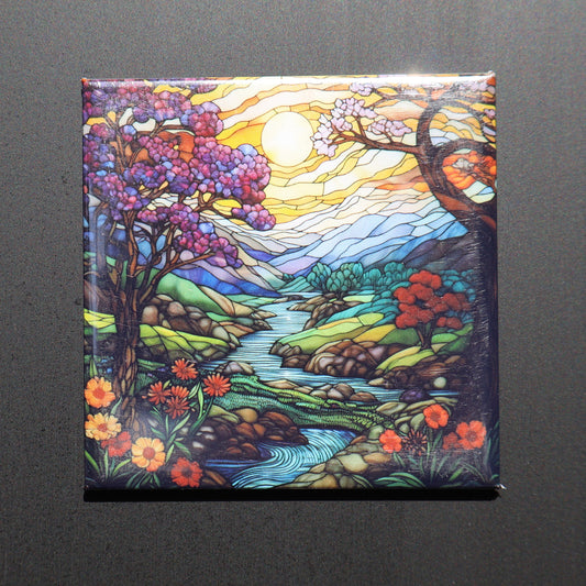 STAINED GLASS BLOOMING VALLEY- 2.5” MAGNET