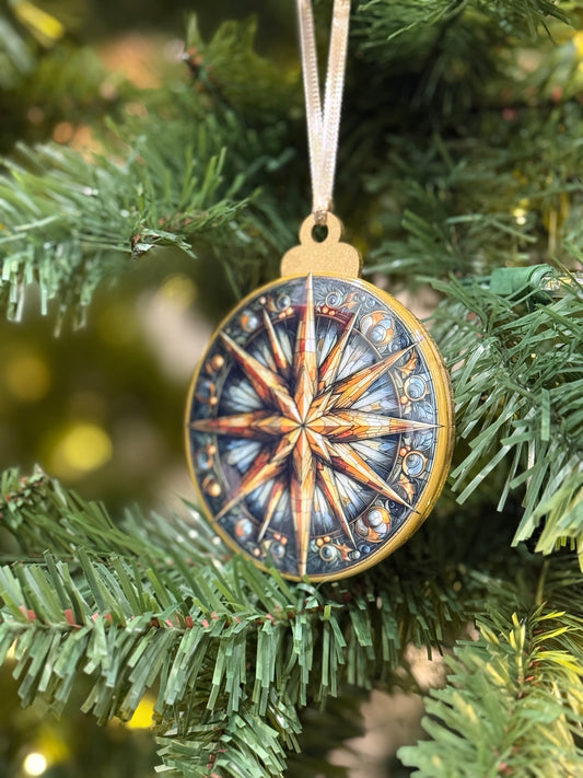 Stained Glass Gold Star Ornament