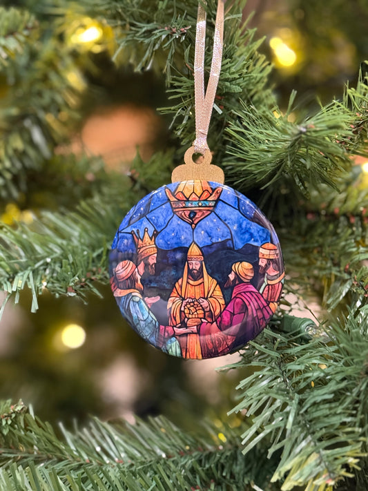 Adoration of the Magi Stained Glass Ornament E