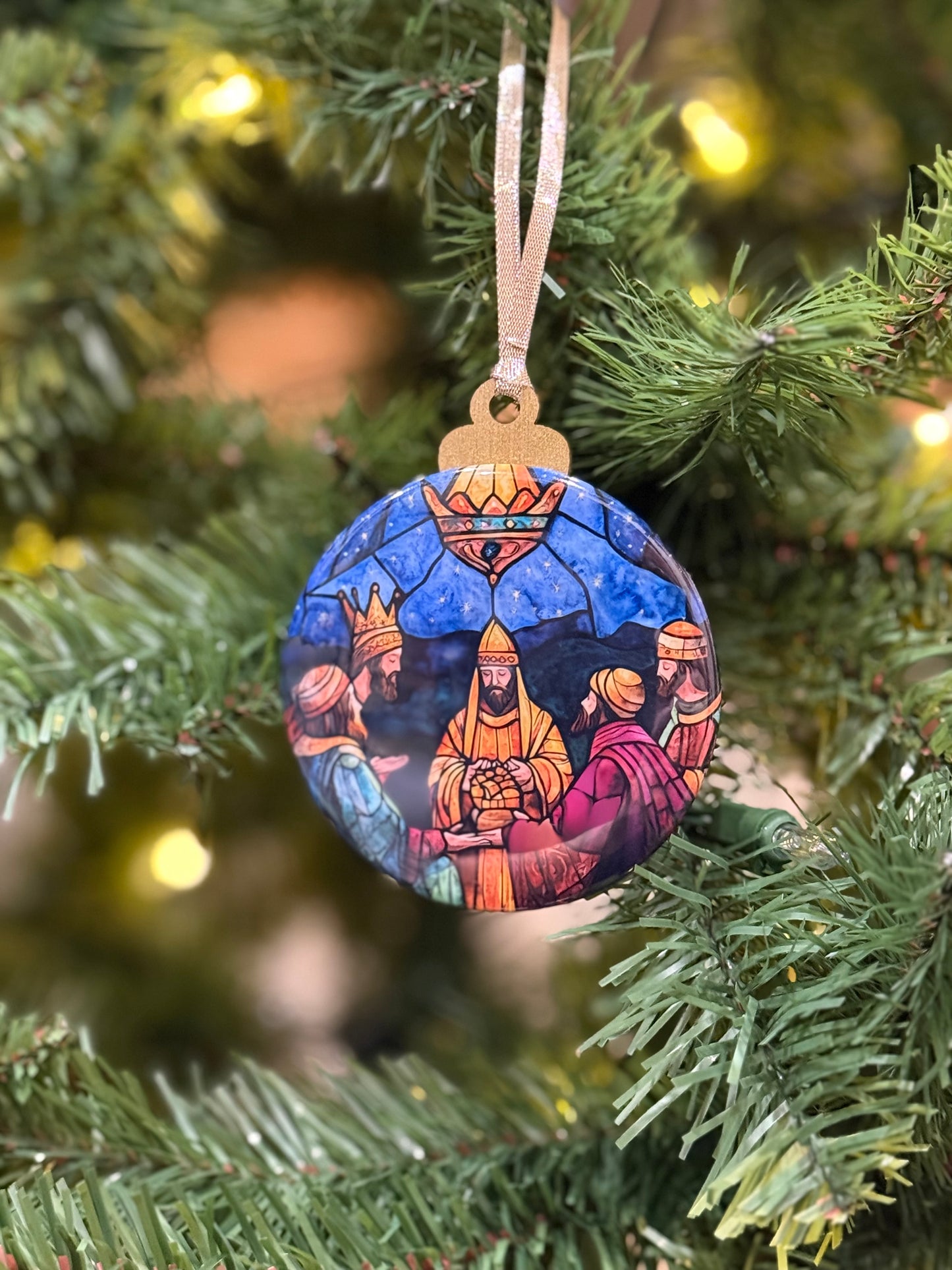 Adoration of the Magi Stained Glass Ornament E