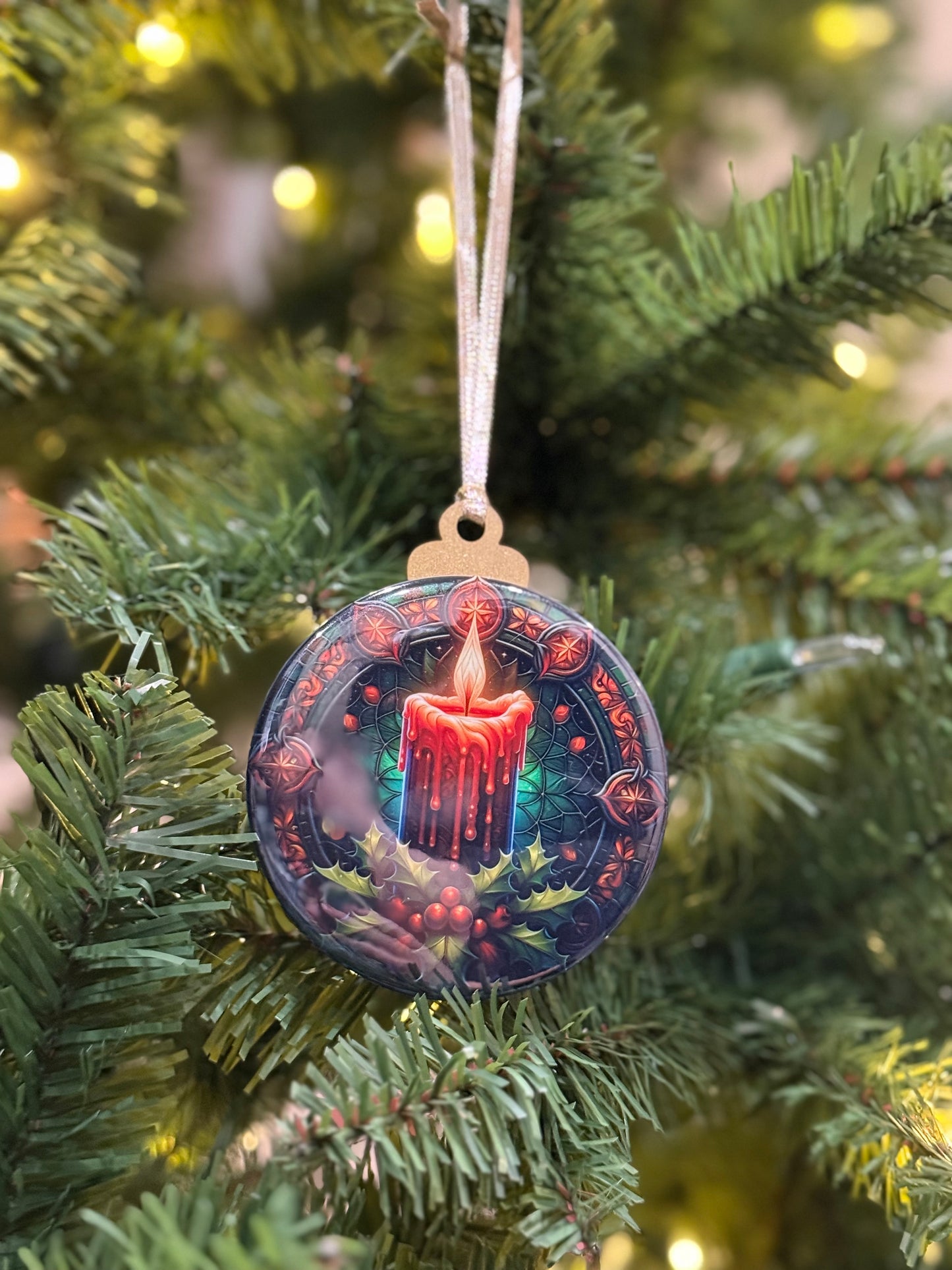 Stained Glass Candle Ornament