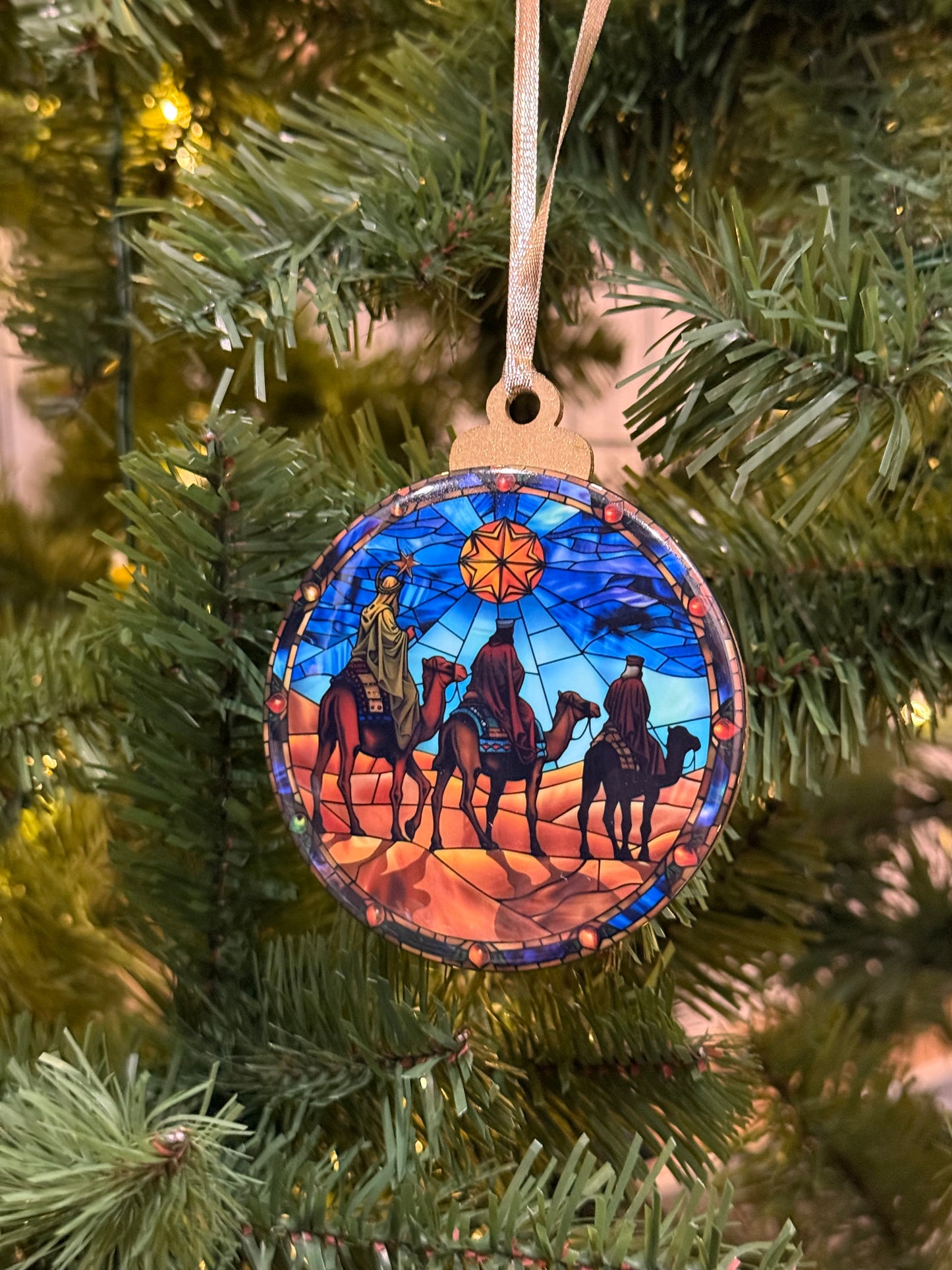 3 Magi Stained Glass Ornament N