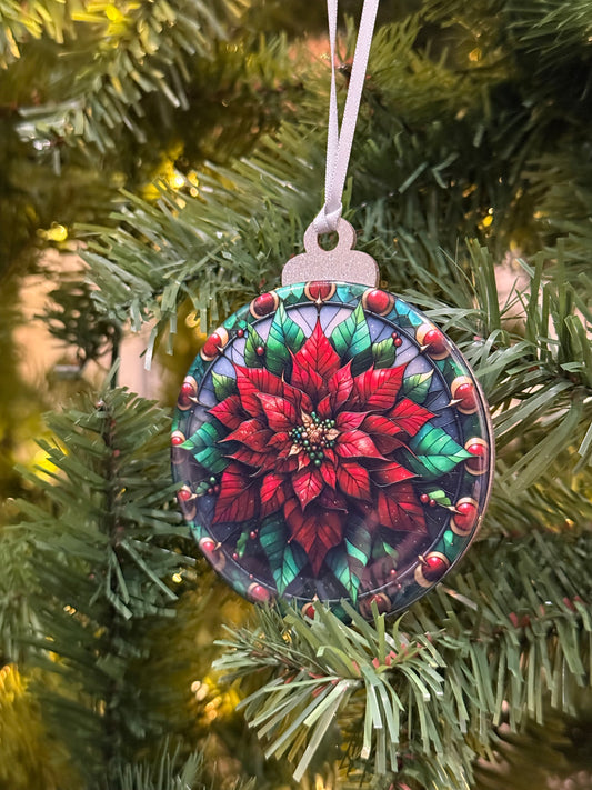 Stained Glass Poinsettia Ornament