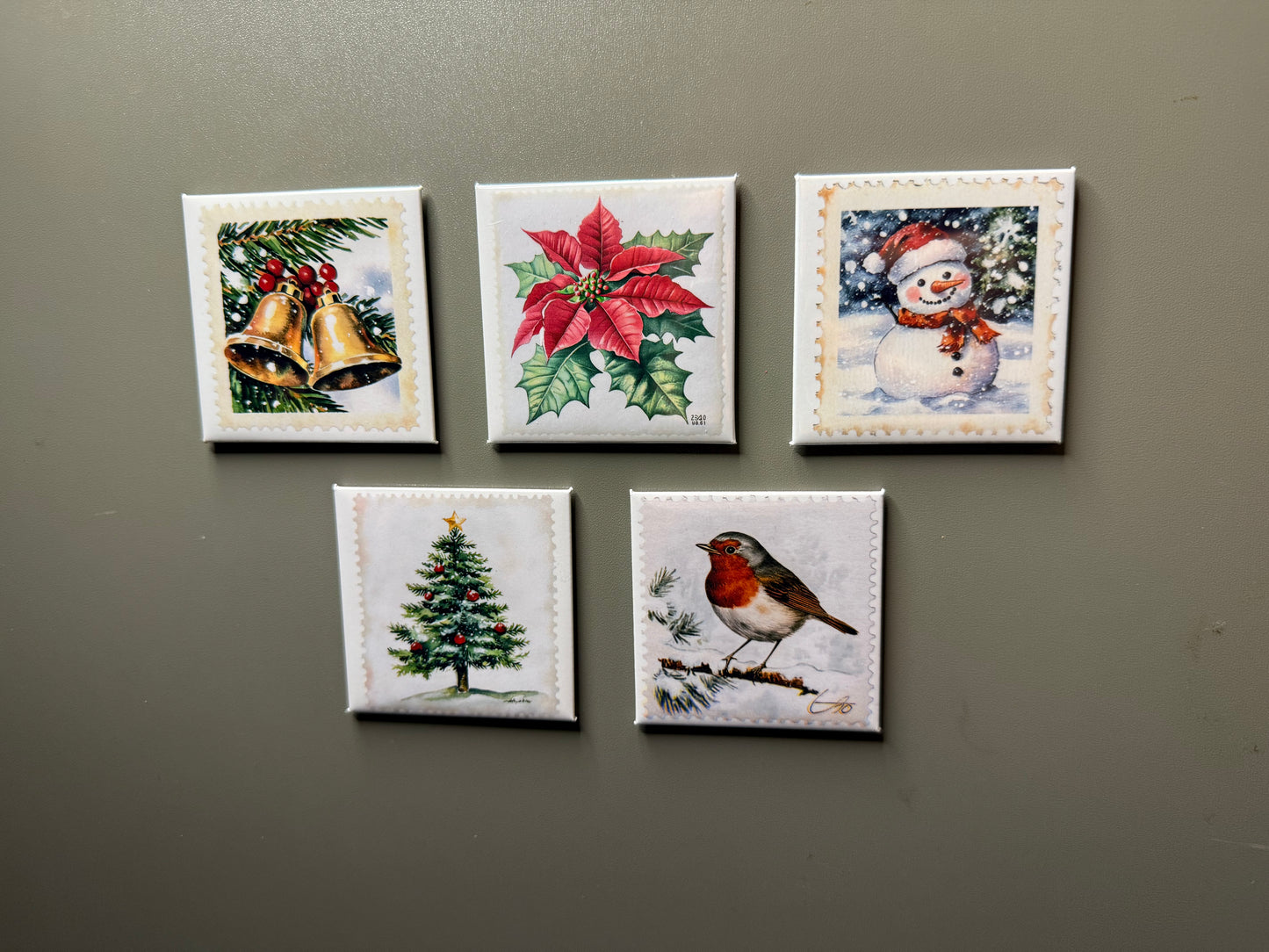 Vintage Christmas Stamp Magnets