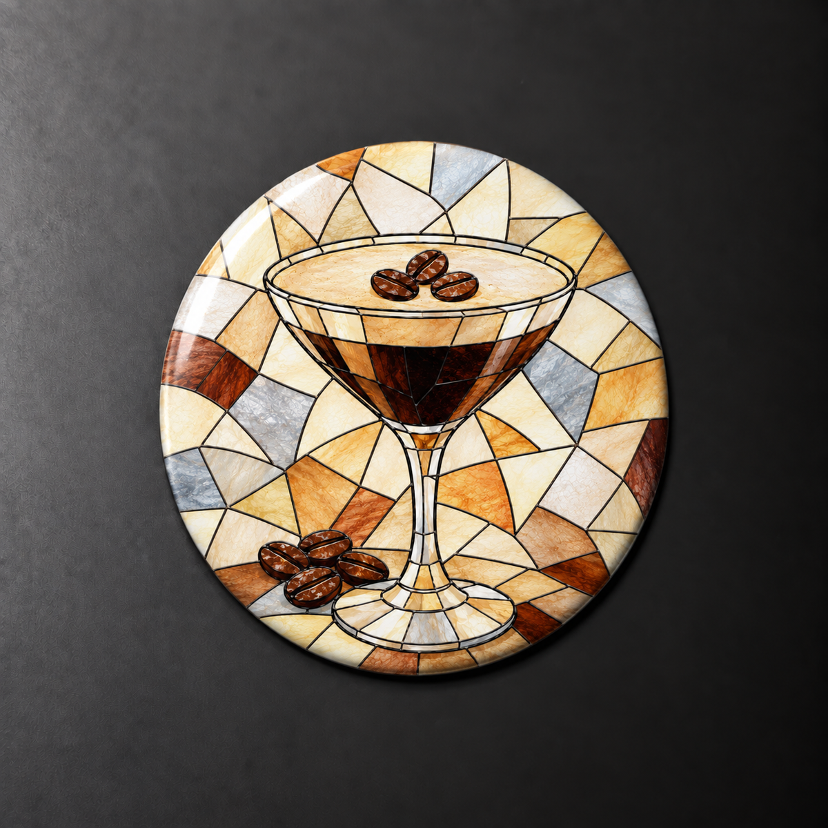 Espresso Martini Stained Glass Round Magnet