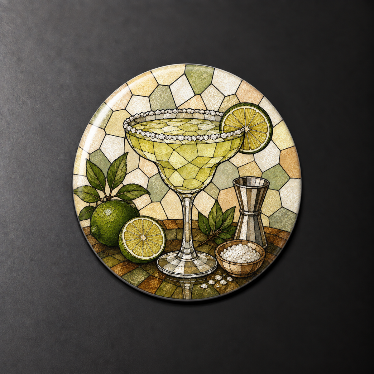 Margarita Stained Glass Round Magnet