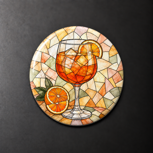 Aperol Spritz Stained Glass Round Magnet